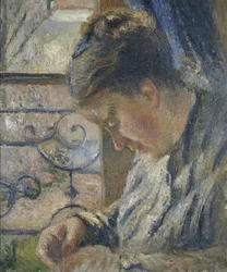 Portrait of Madame Pissarro Sewing Beside a Window